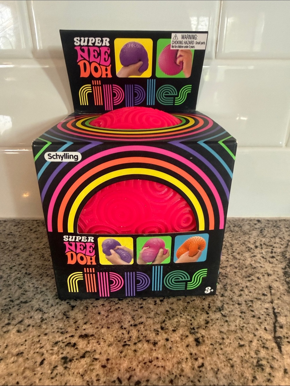 Schylling Super NeeDoh Ripples Kids Stress Ball - Neon Pink